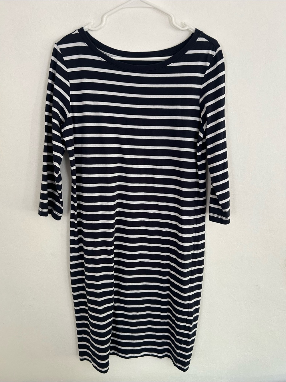 Pact Navy Striped Midi T-Shirt Dress, Size M